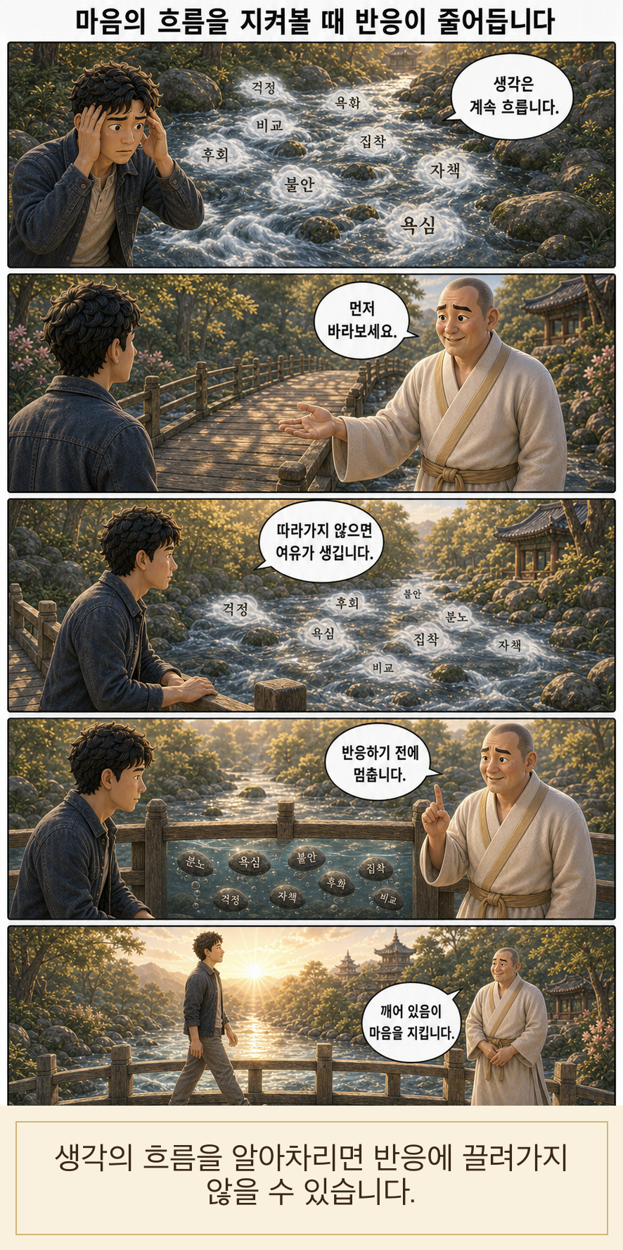 마음의 흐름을 지켜볼 때 반응이 줄어듭니다 웹툰