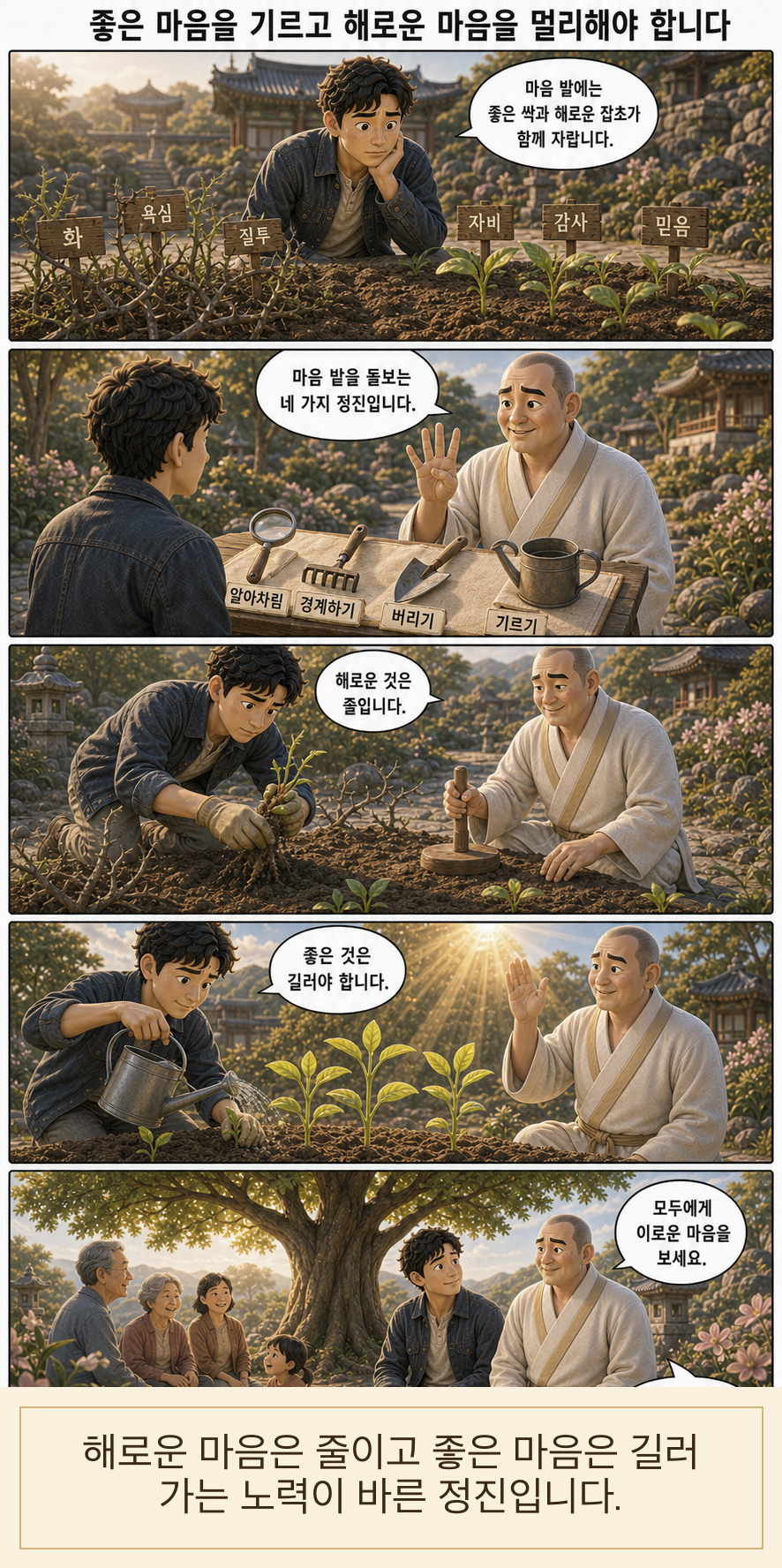 좋은 마음을 기르고 해로운 마음을 멀리해야 합니다 웹툰