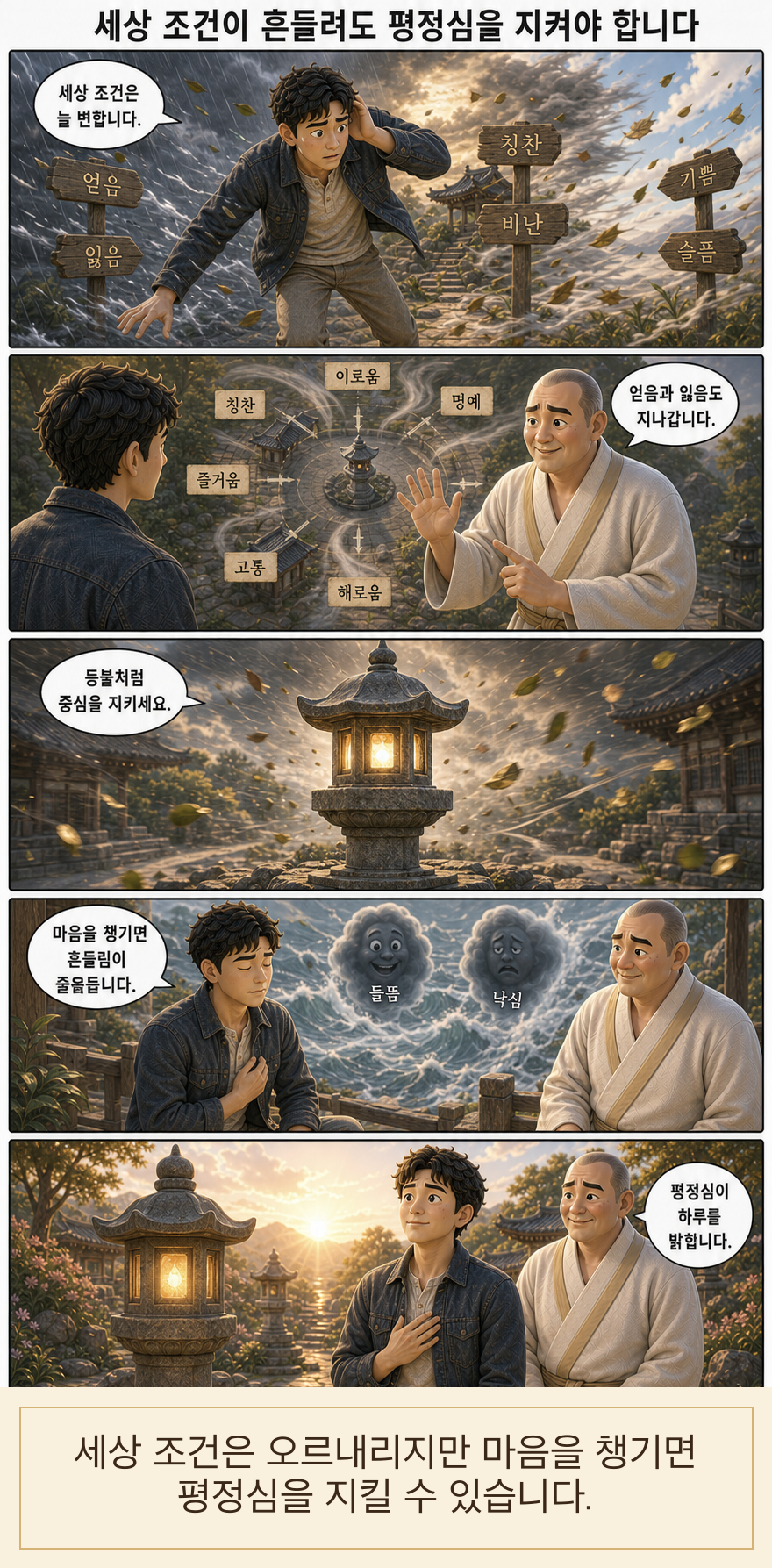 세상 조건이 흔들려도 평정심을 지켜야 합니다 웹툰