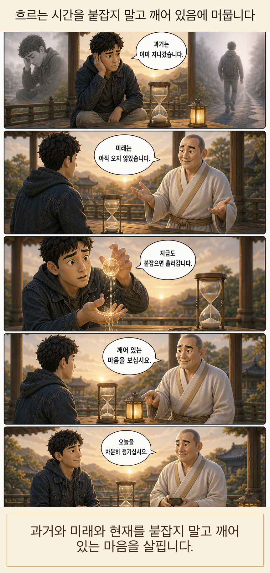 흐르는 시간을 붙잡지 말고 깨어 있음에 머뭅니다 웹툰