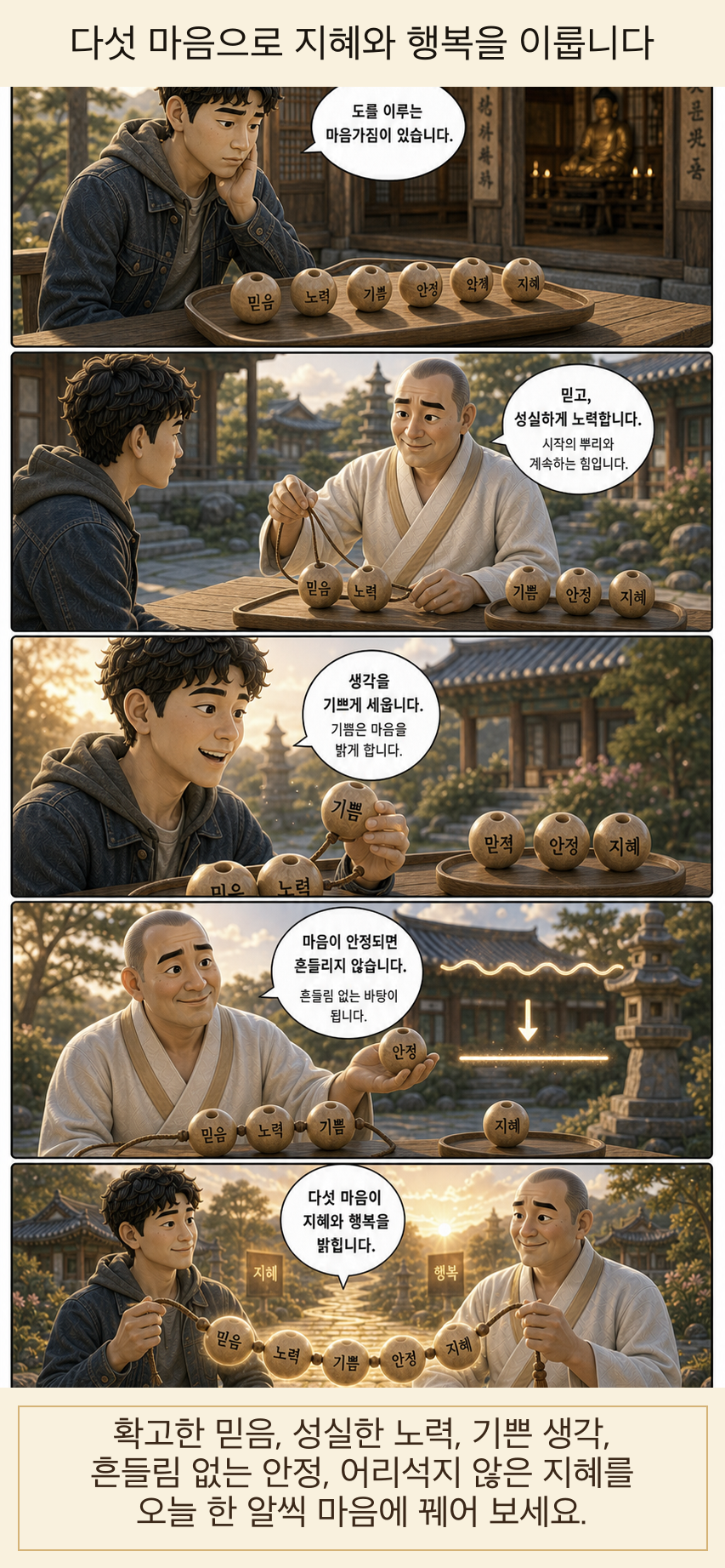 다섯 마음으로 지혜와 행복을 이룹니다 웹툰