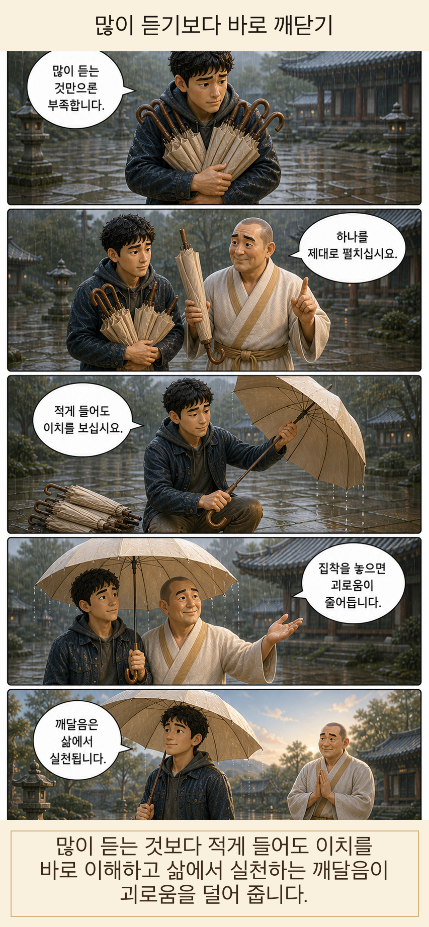 많이 듣기보다 바로 깨닫기 웹툰