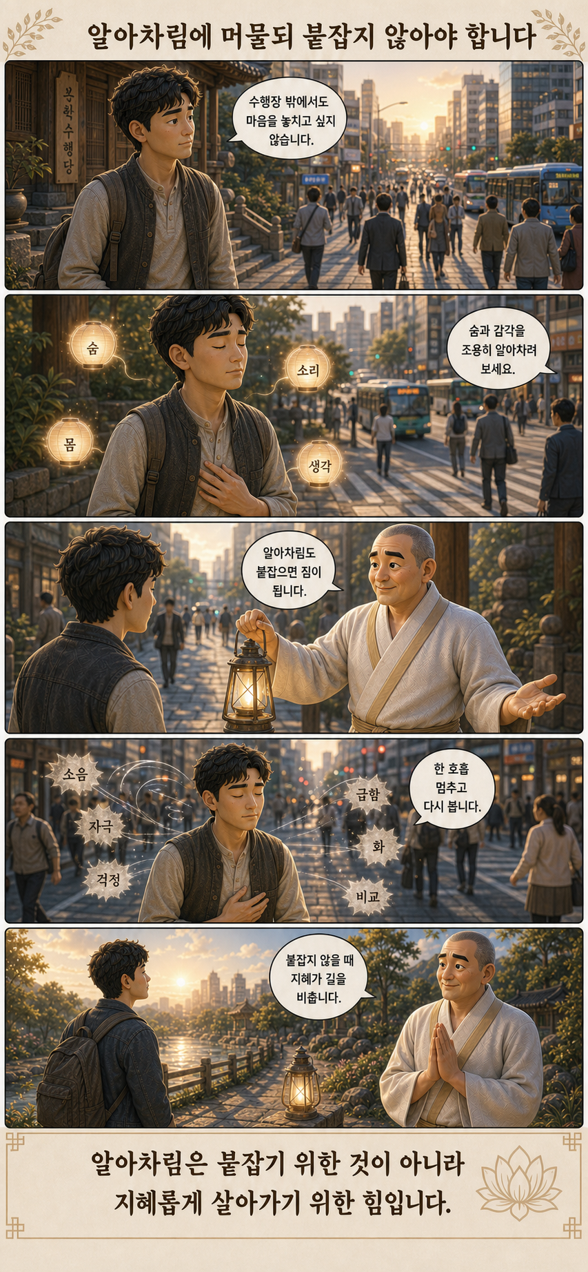 알아차림에 머물되 붙잡지 않아야 합니다 웹툰