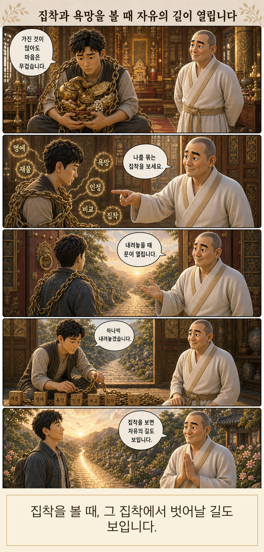 집착과 욕망을 볼 때 자유의 길이 열립니다 웹툰