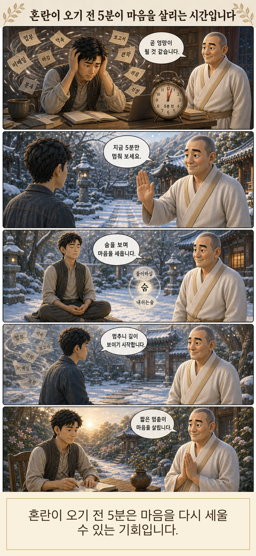 혼란이 오기 전 5분이 마음을 살리는 시간입니다 웹툰
