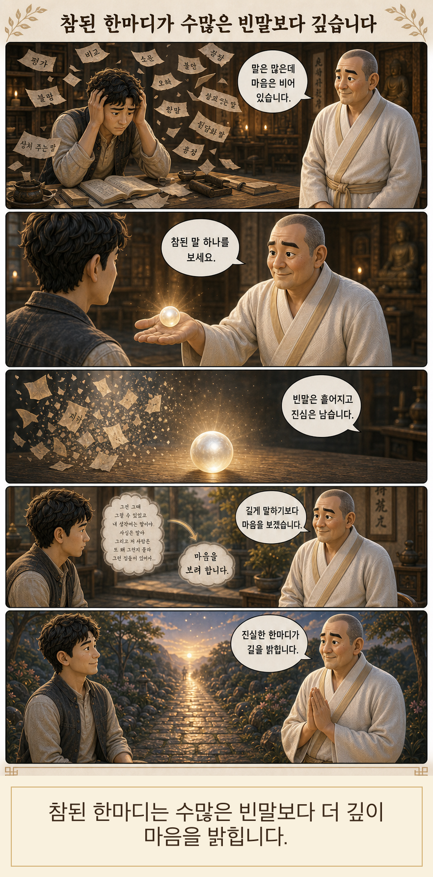 참된 한마디가 수많은 빈말보다 깊습니다 웹툰