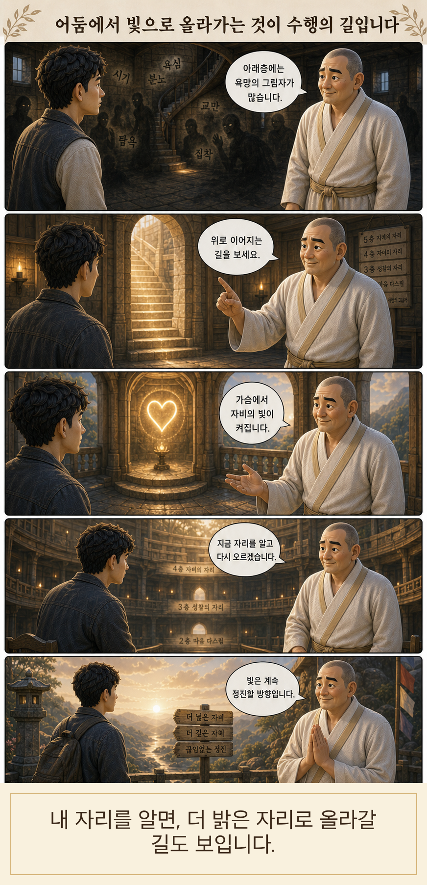 어둠에서 빛으로 올라가는 것이 수행의 길입니다 웹툰