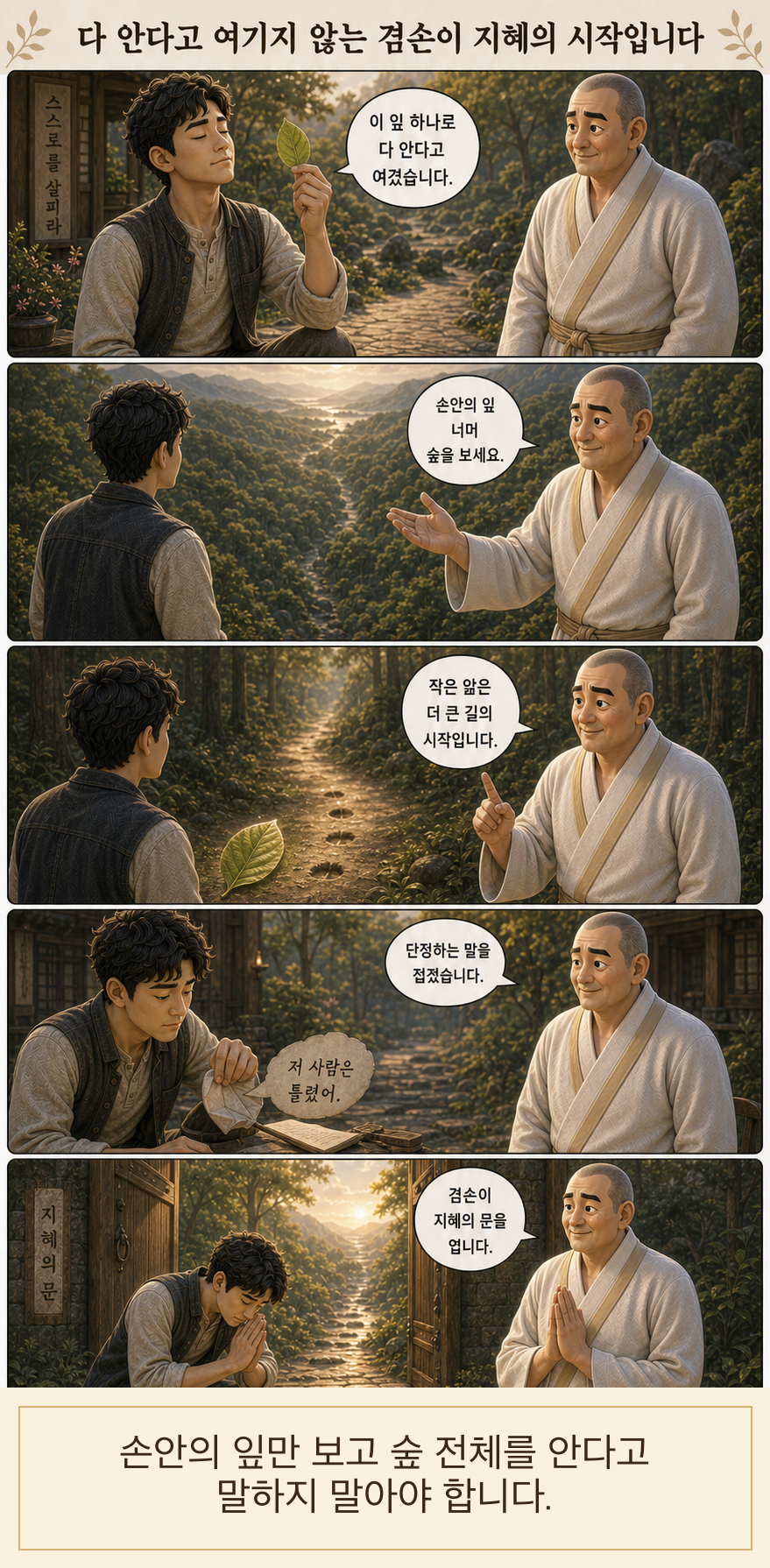 다 안다고 여기지 않는 겸손이 지혜의 시작입니다 웹툰
