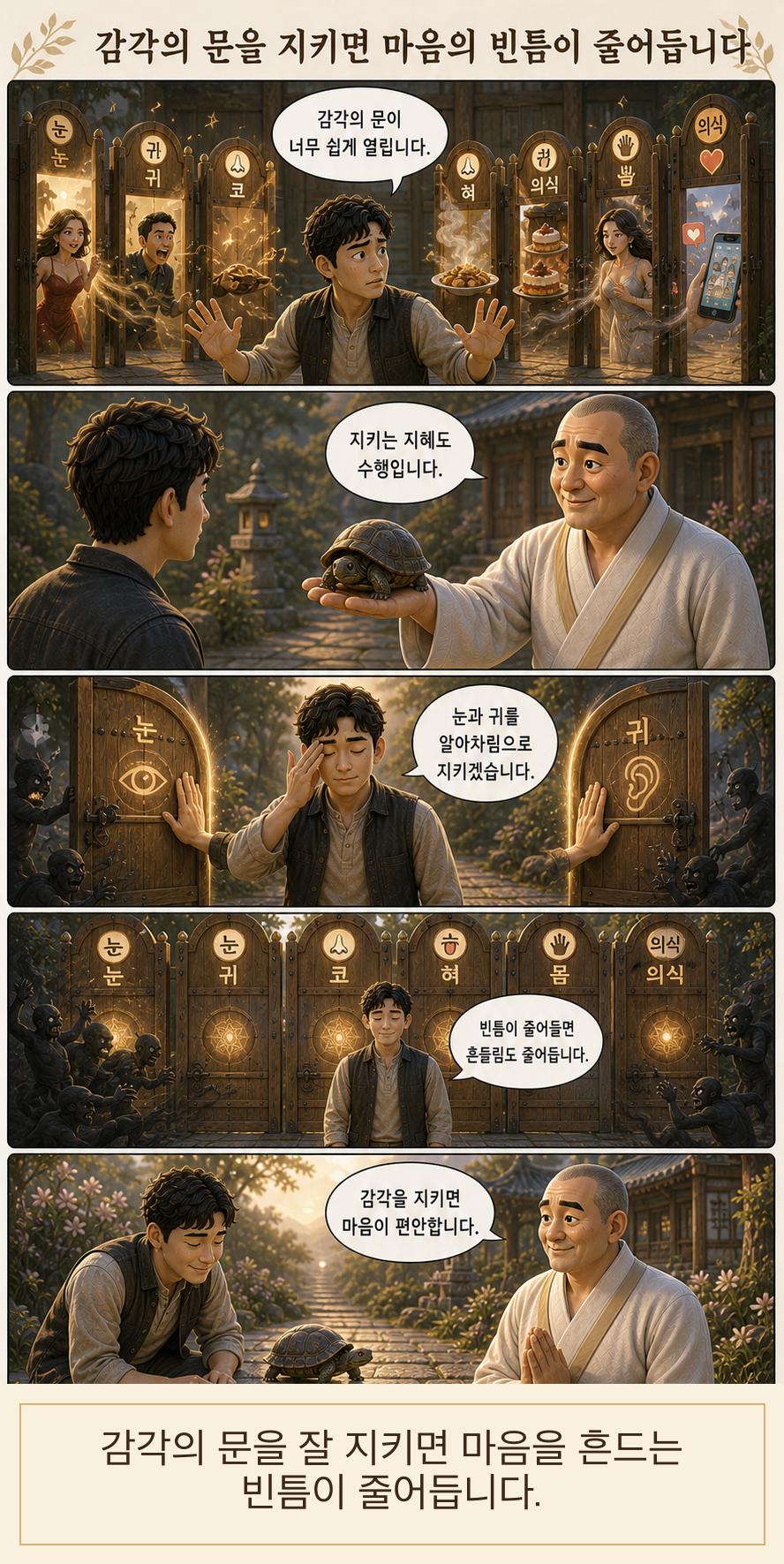 감각의 문을 지키면 마음의 빈틈이 줄어듭니다 웹툰