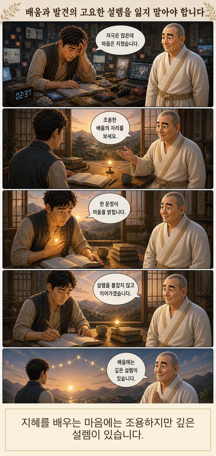 배움과 발견의 고요한 설렘을 잃지 말아야 합니다 웹툰