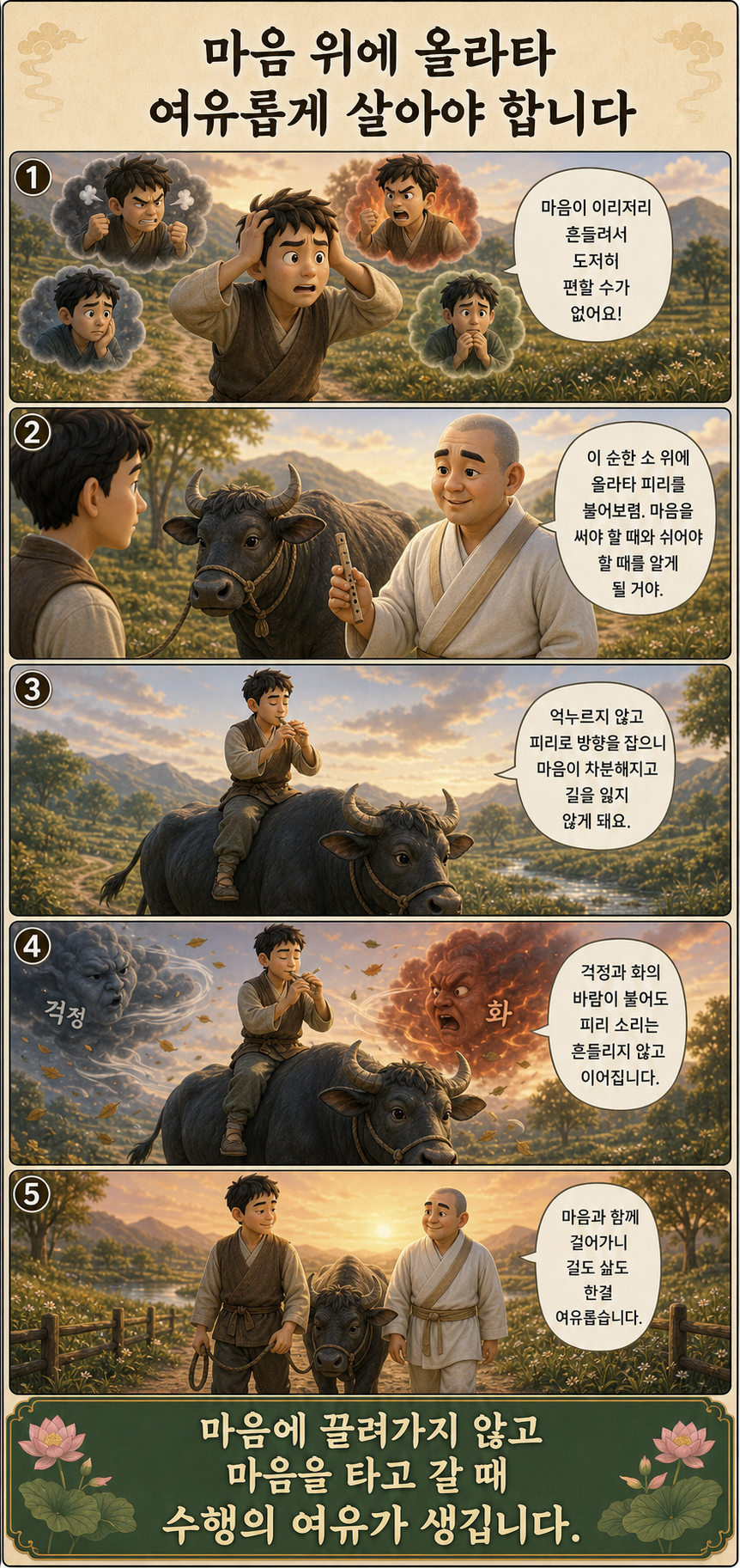 마음 위에 올라타 여유롭게 살아야 합니다 웹툰