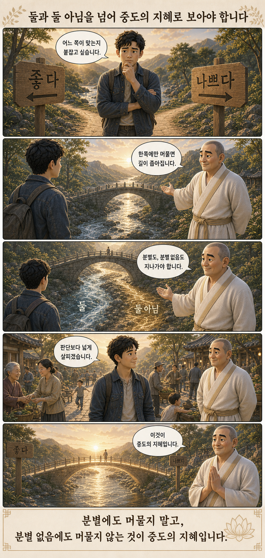 둘과 둘 아님을 넘어 중도의 지혜로 보아야 합니다 웹툰