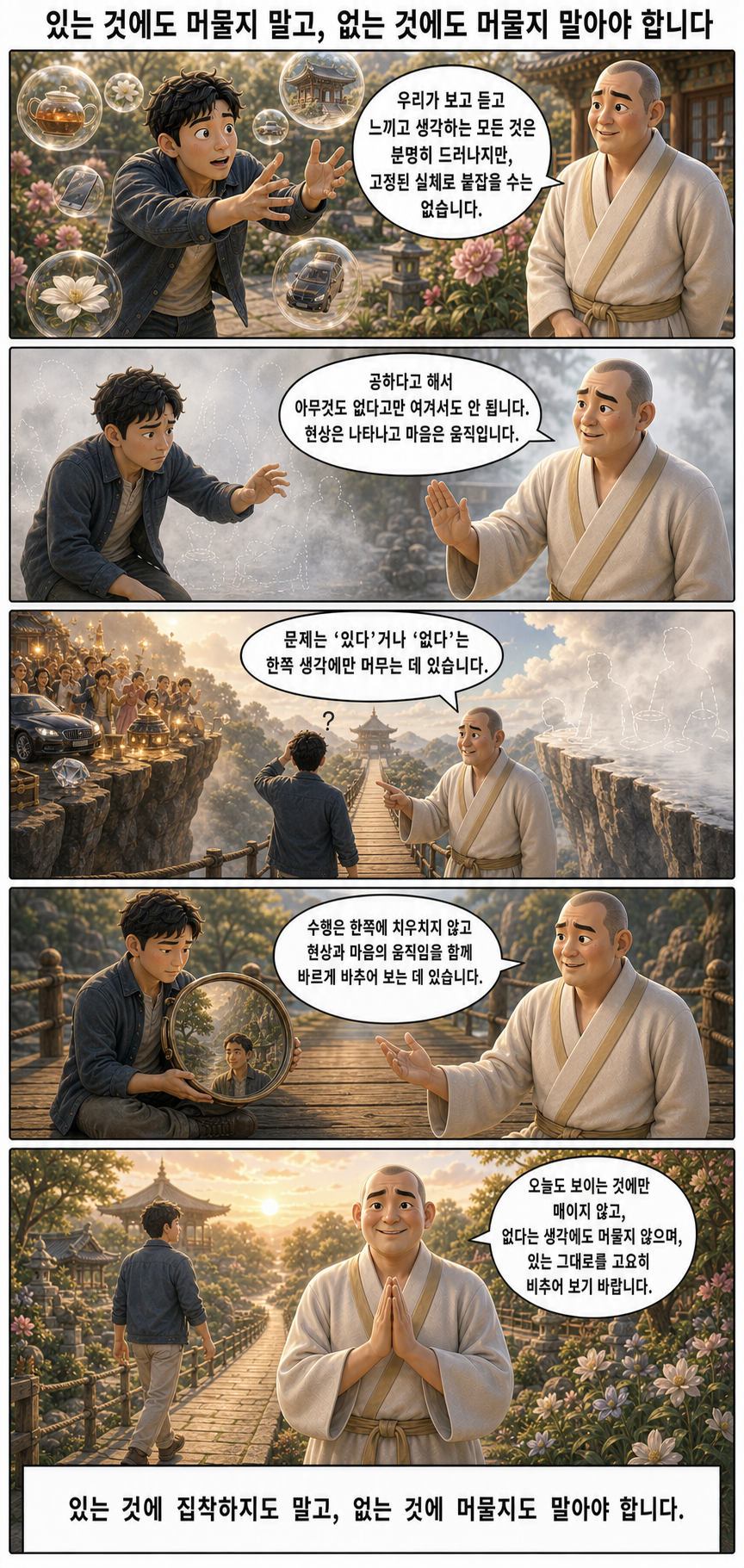 있는 것에도 머물지 말고, 없는 것에도 머물지 말아야 합니다 웹툰