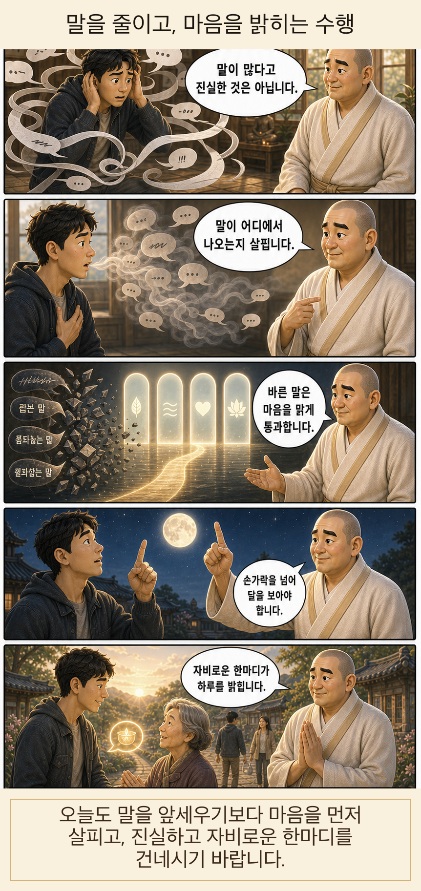 말을 줄이고, 마음을 밝히는 수행 웹툰