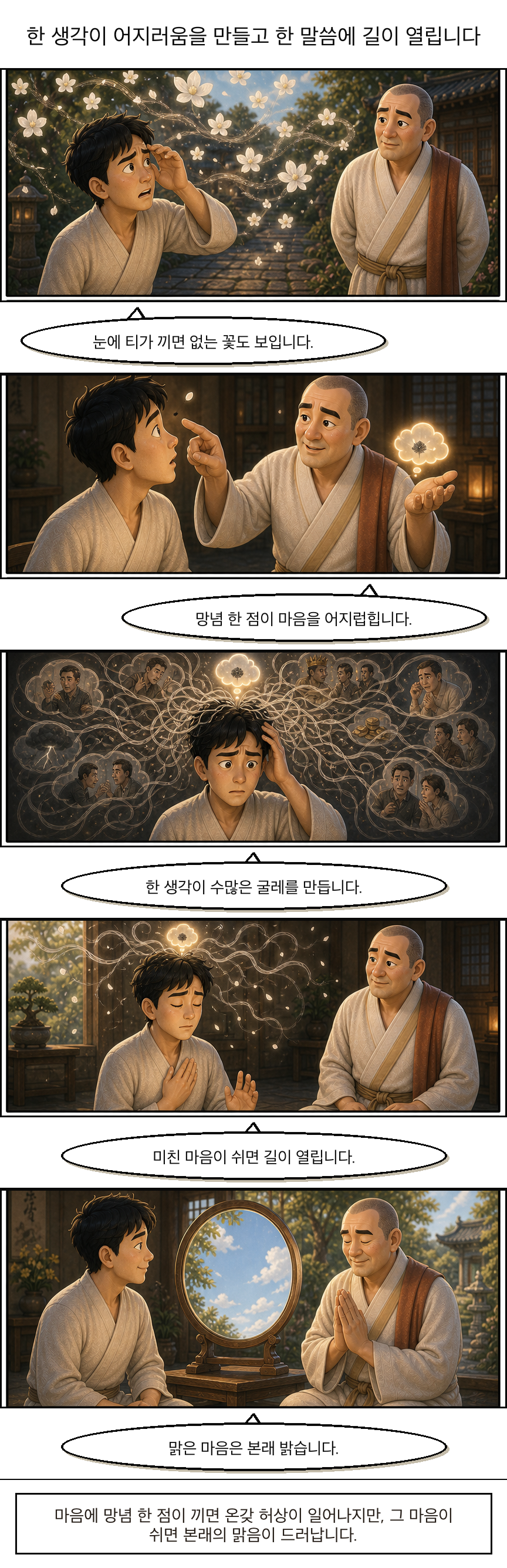 한 생각이 어지러움을 만들고 한 말씀에 길이 열립니다 웹툰