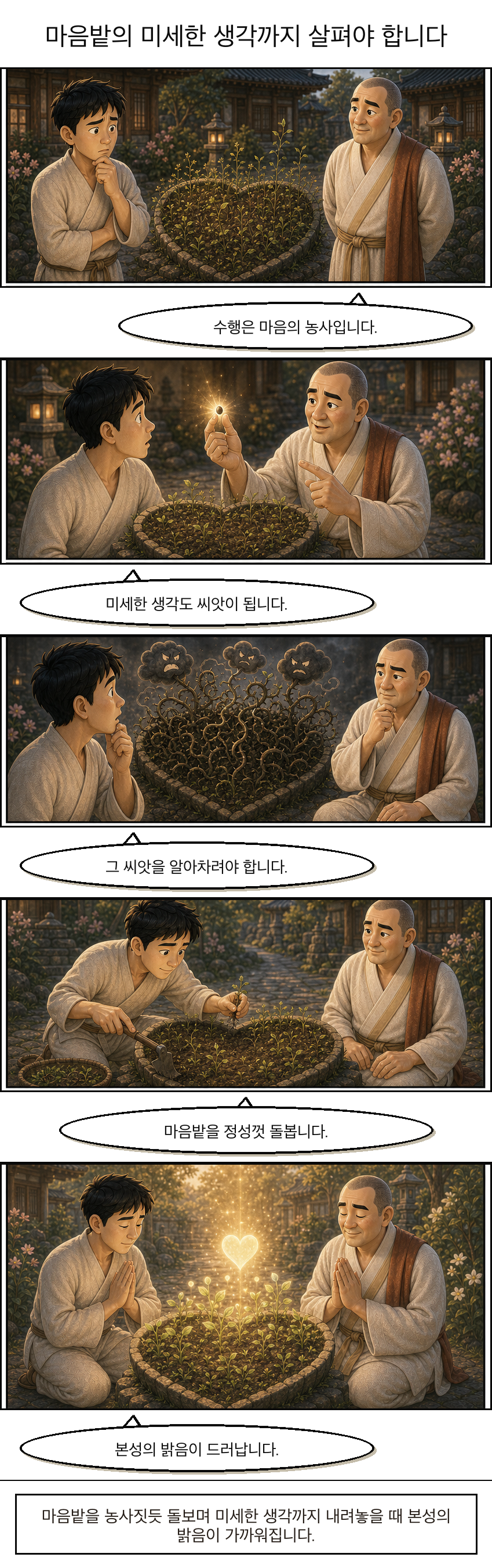 마음밭의 미세한 생각까지 살펴야 합니다 웹툰