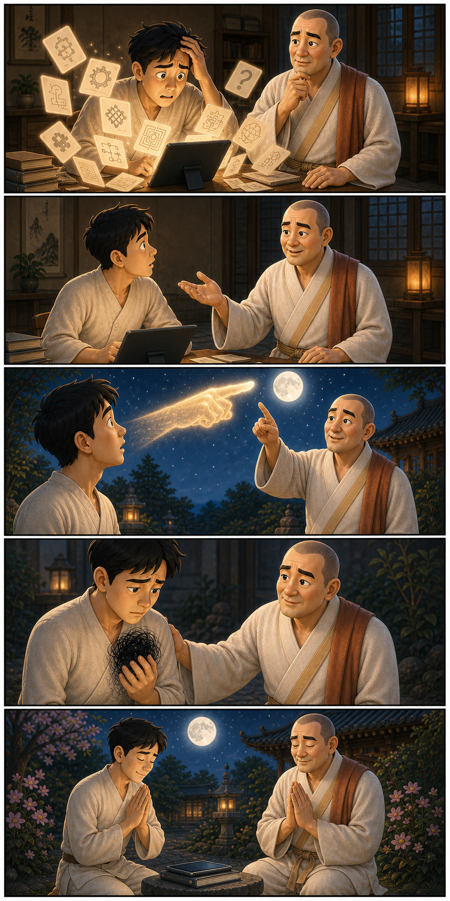 도구는 길을 가리킬 뿐, 수행을 대신하지 못합니다 카툰