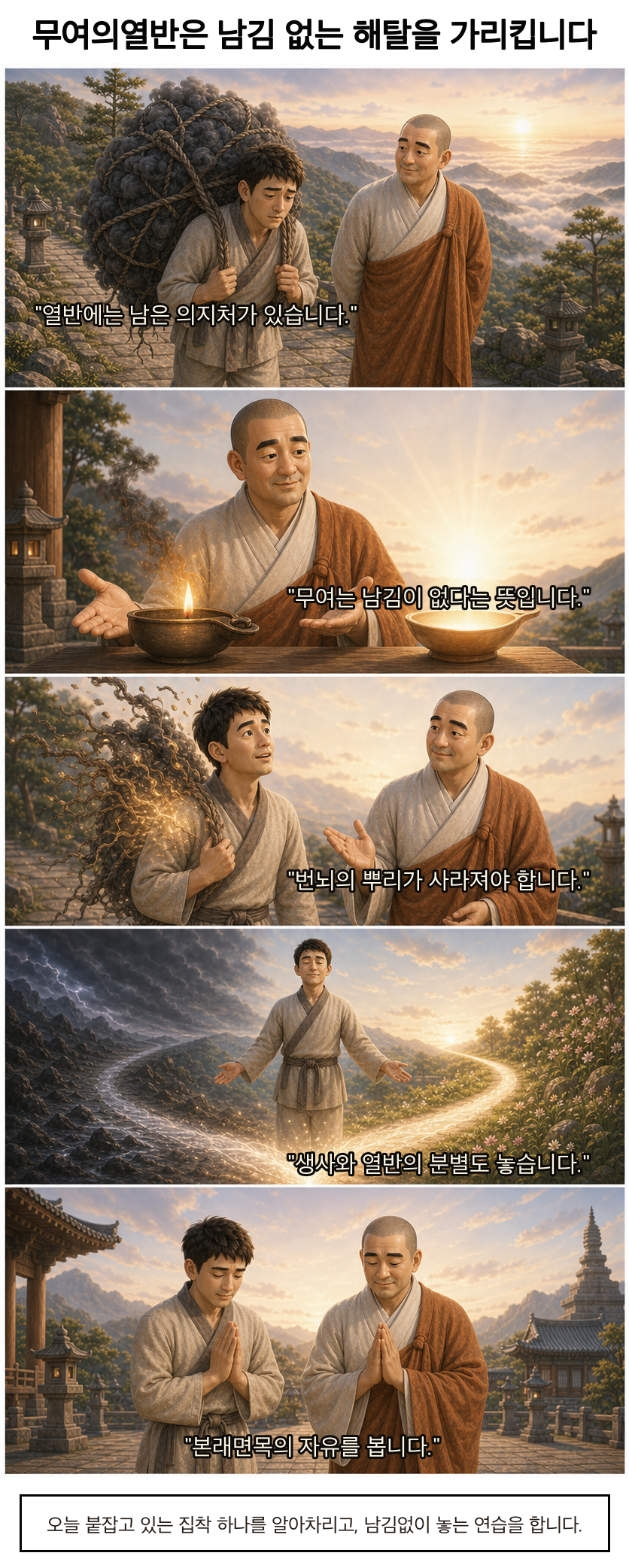 무여의열반은 남김 없는 해탈을 가리킵니다 카툰