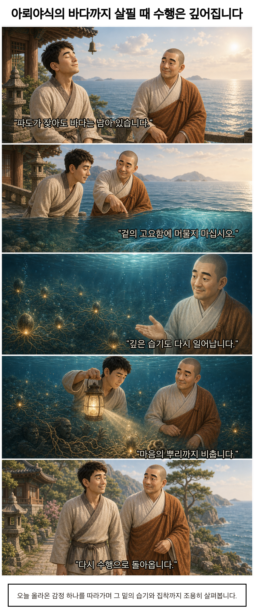 아뢰야식의 바다까지 살필 때 수행은 깊어집니다 카툰