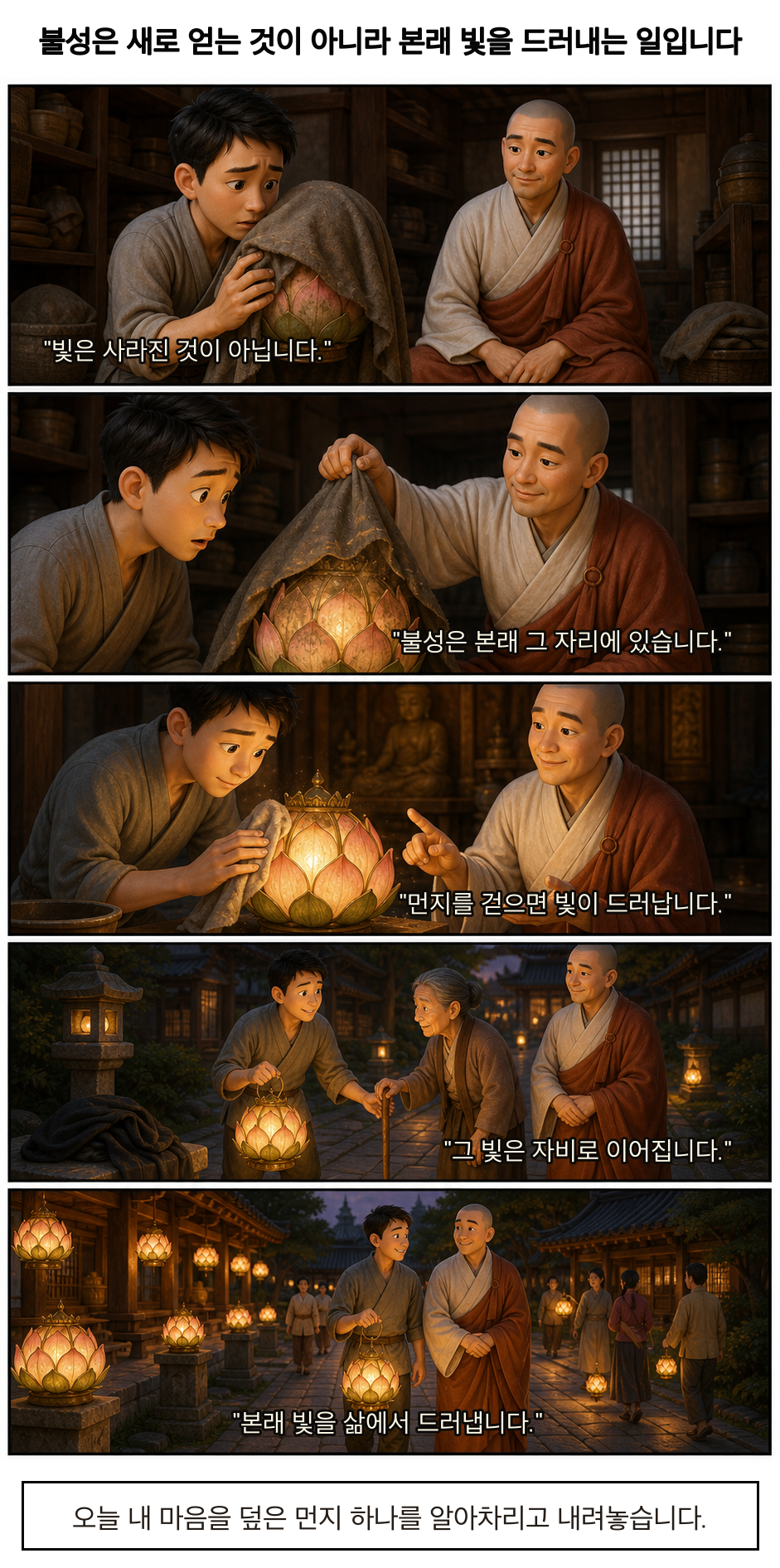 불성은 새로 얻는 것이 아니라 본래 빛을 드러내는 일입니다 카툰