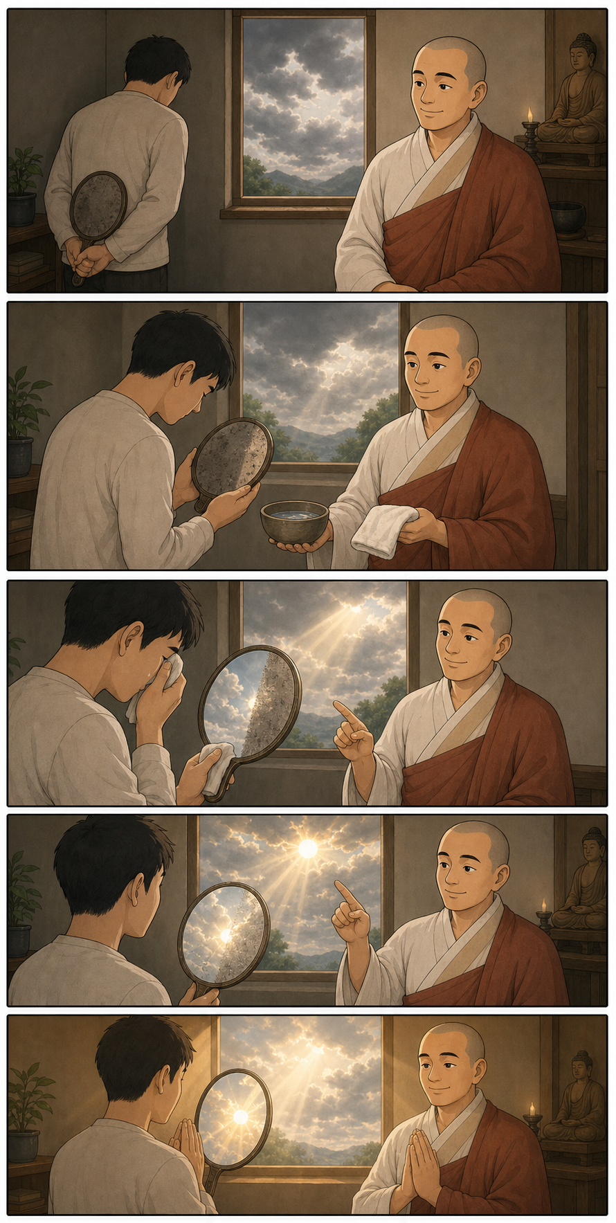 참회는 본래 맑은 마음으로 돌아가는 길입니다 카툰