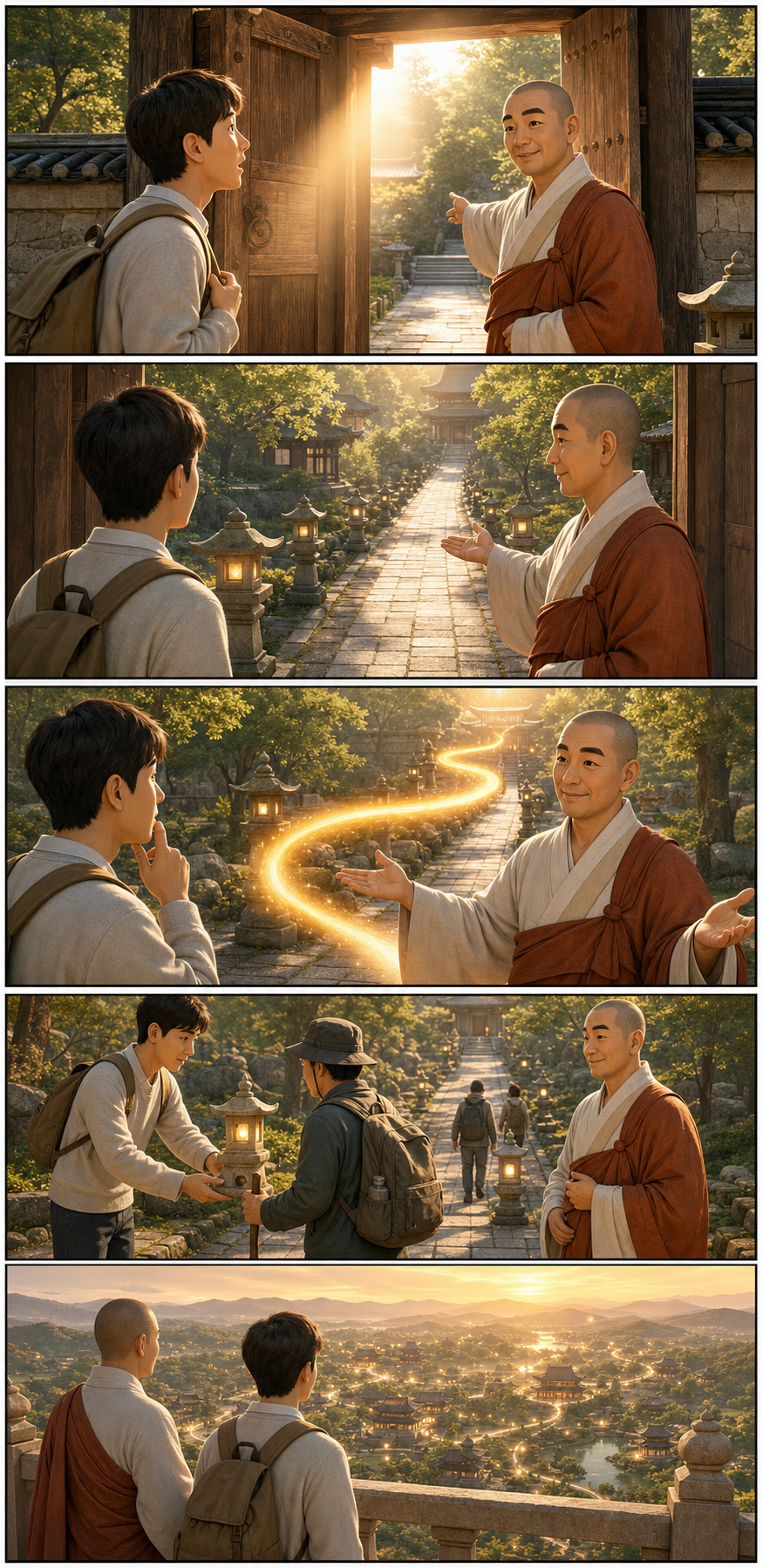 문은 단박에 열리고 실천은 끝없이 이어집니다 카툰