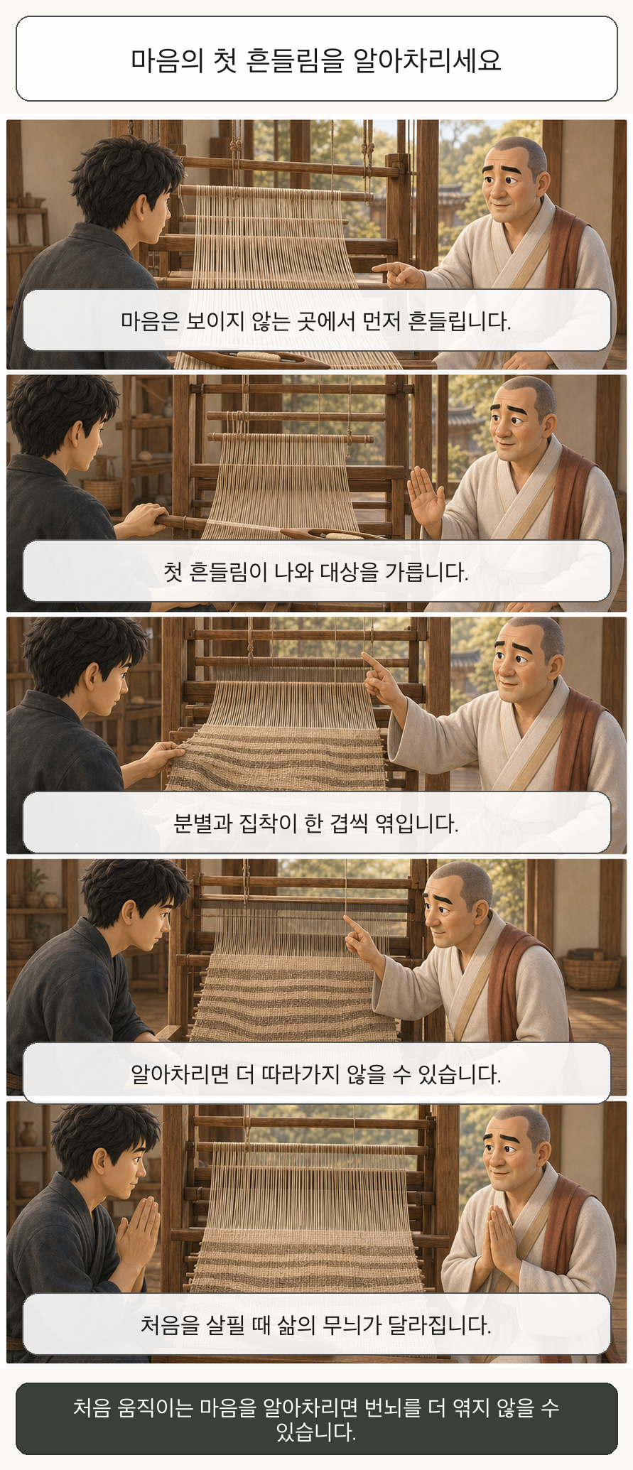 마음의 첫 흔들림을 알아차리세요 카툰