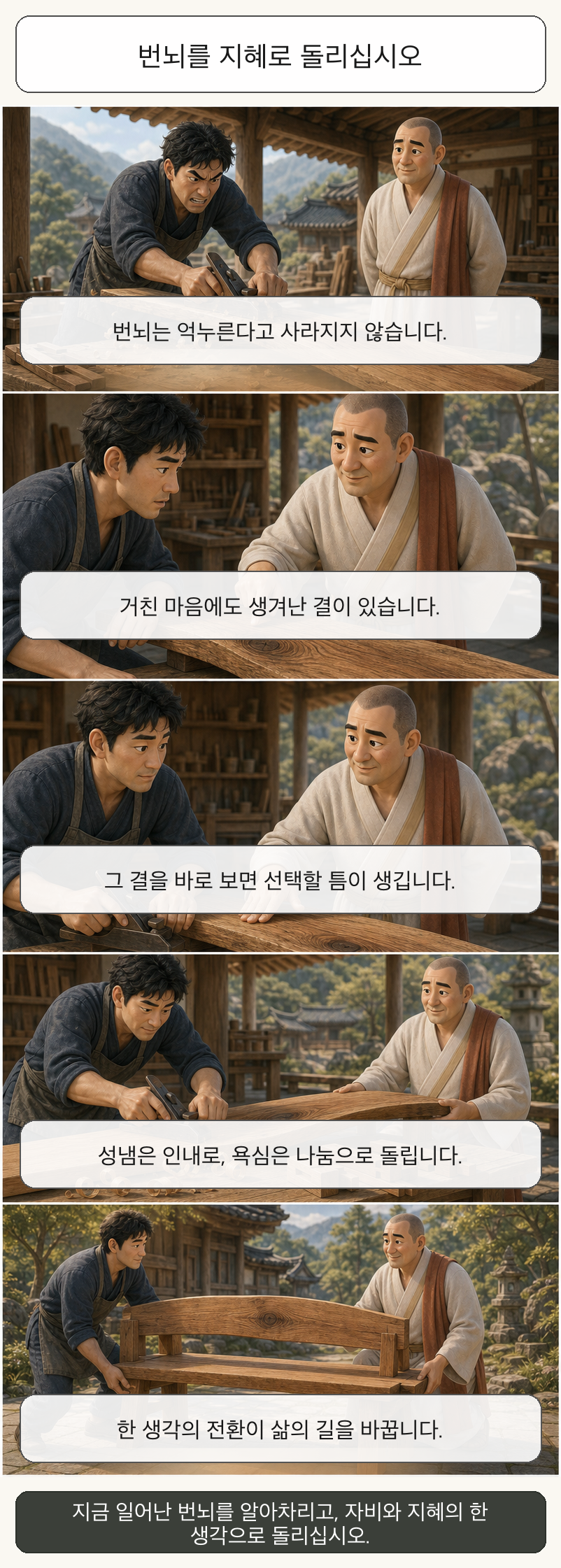 번뇌를 지혜로 돌리십시오 카툰